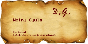 Wolny Gyula névjegykártya